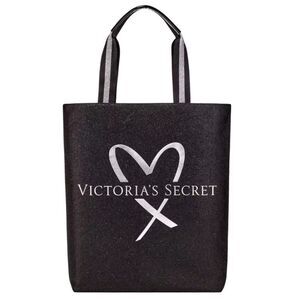 NWT Victoria's Secret 2017 Fashion Show Glamour Glitter Tote Bag Black Silver